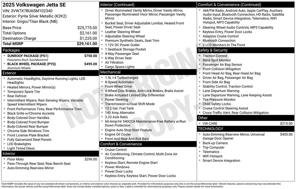 Used 2025 Volkswagen Jetta SE w/ Sunroof Package FWD image 5