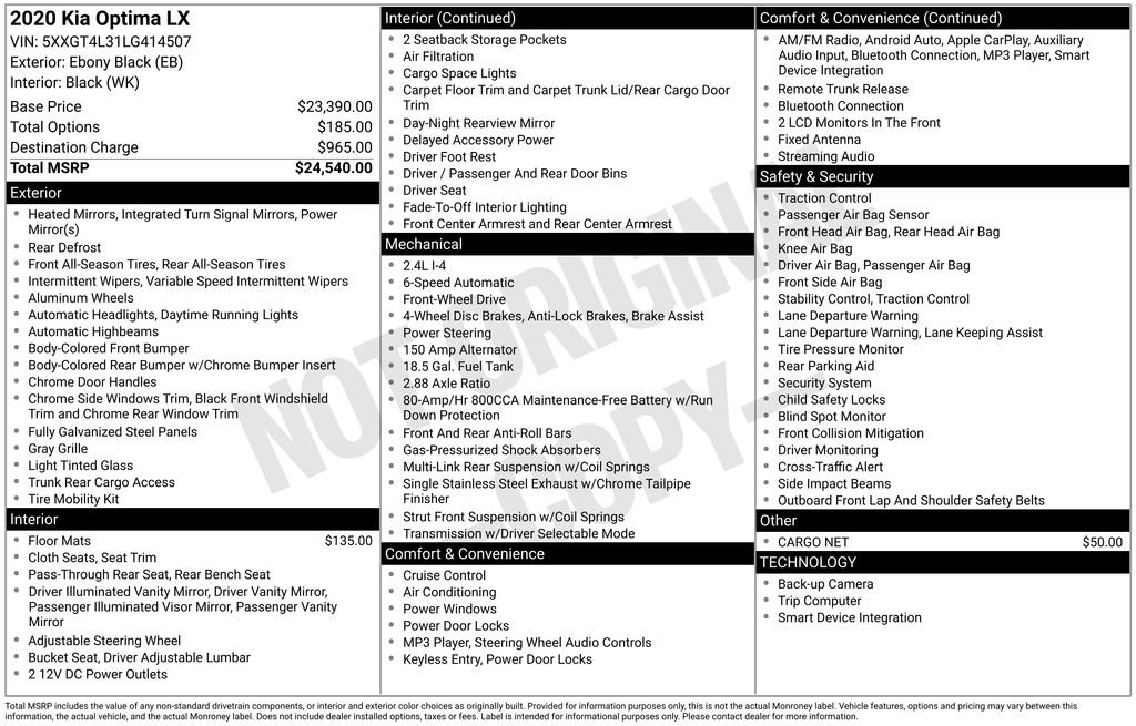 Used 2020 Kia Optima LX image 13