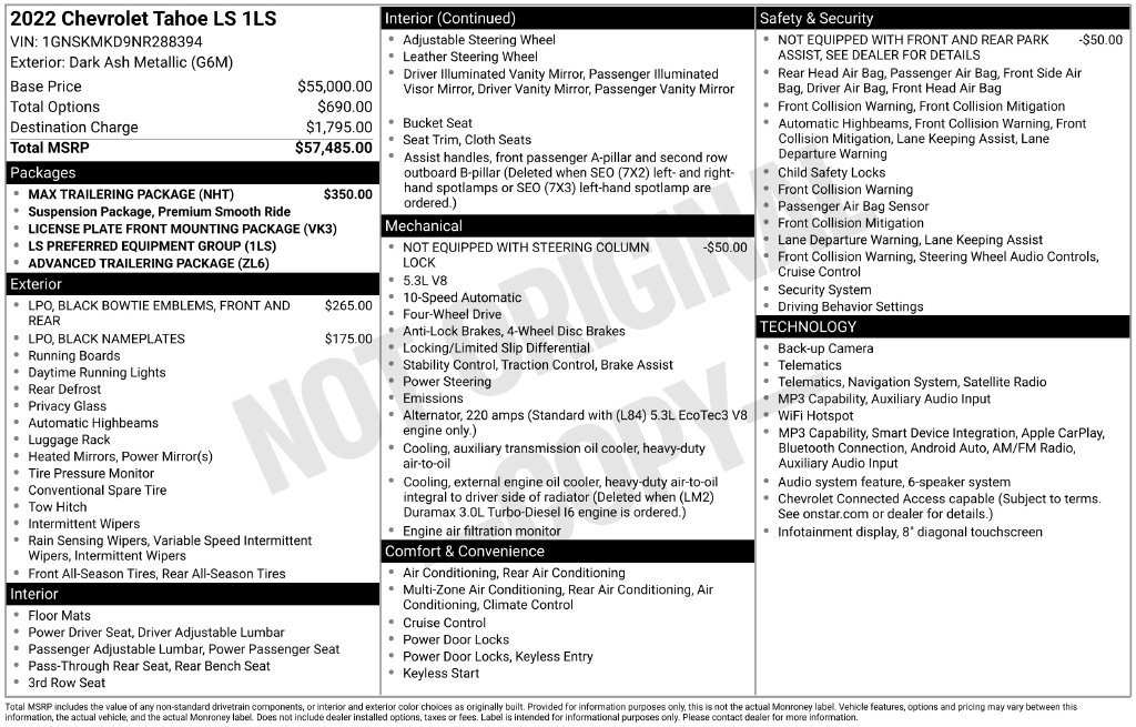Used 2022 Chevrolet Tahoe LS w/ Max Trailering Package AWD/4WD image 11