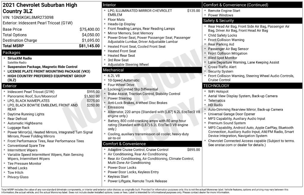 Used 2021 Chevrolet Suburban High Country AWD/4WD image 5