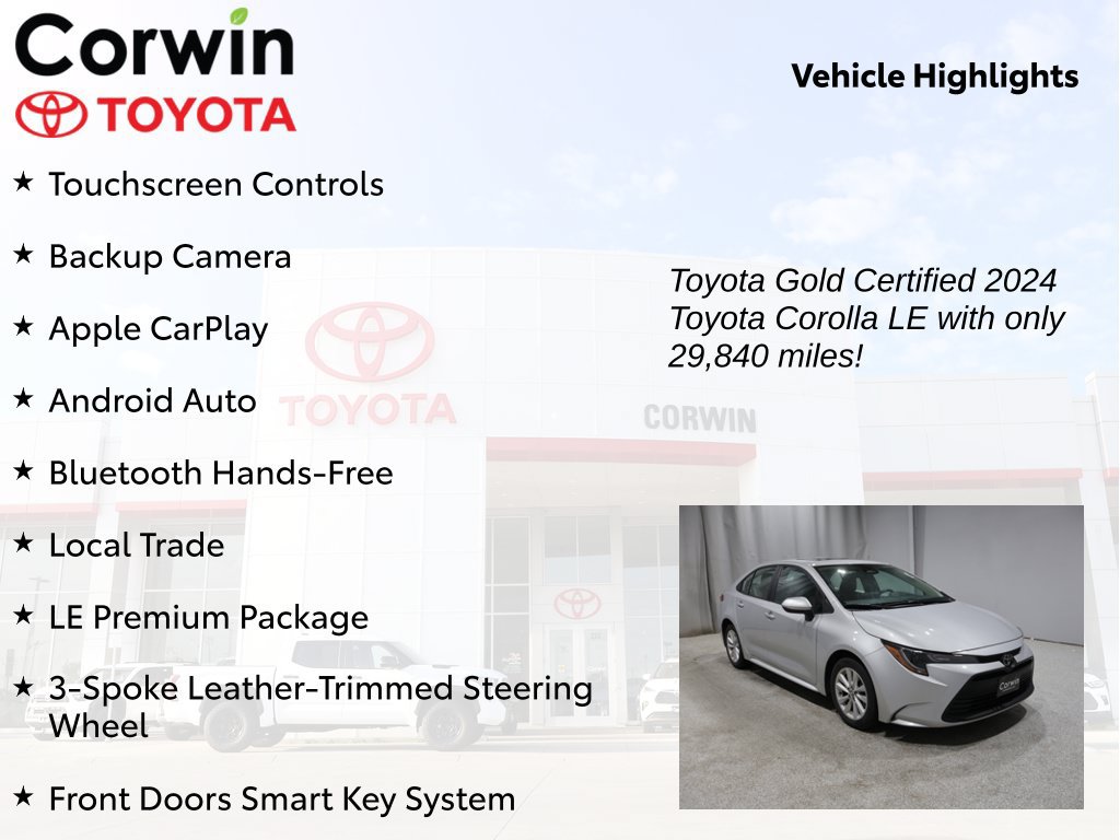 Certified 2024 Toyota Corolla LE w/ LE Premium Package FWD image 9