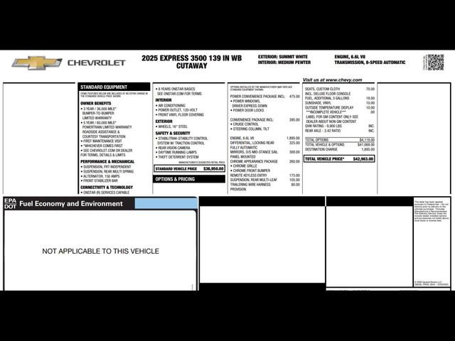 New 2025 Chevrolet Express 3500 w/ Power Convenience Package image 3