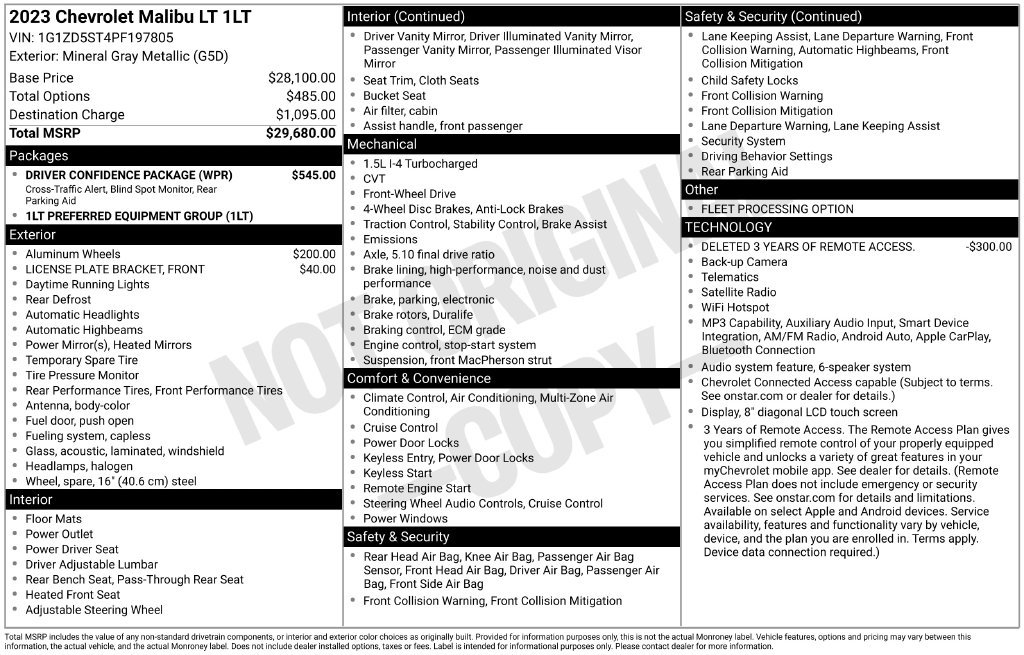 Used 2023 Chevrolet Malibu LT w/ Driver Confidence Package FWD image 12