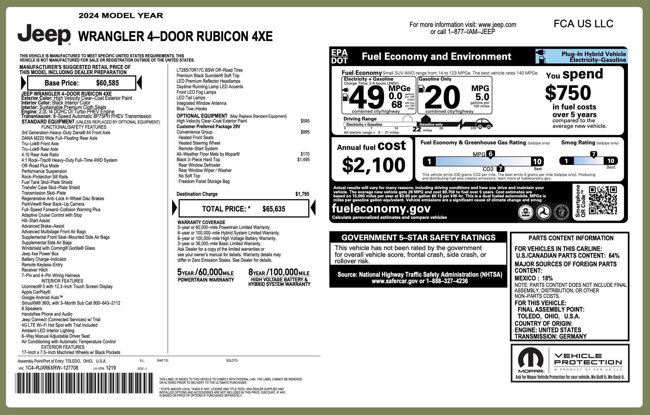 Used 2024 Jeep Wrangler Rubicon w/ Convenience Group image 6