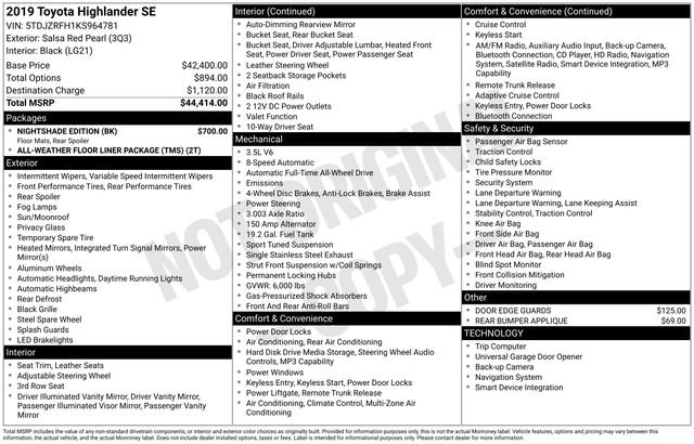 Used 2019 Toyota Highlander SE w/ Nightshade Edition image 33