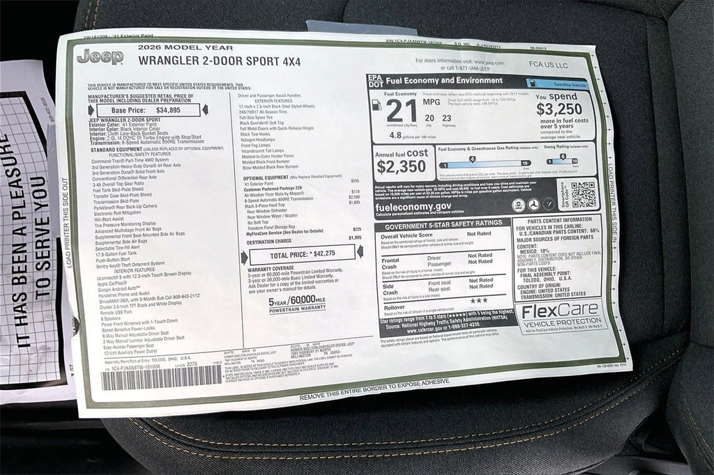 New 2026 Jeep Wrangler Sport image 14