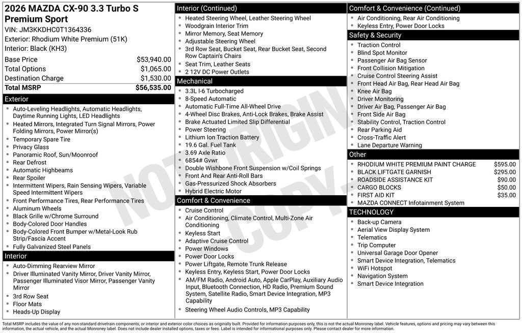 New 2026 MAZDA CX-90 3.3 Turbo S w/ Premium Package image 38