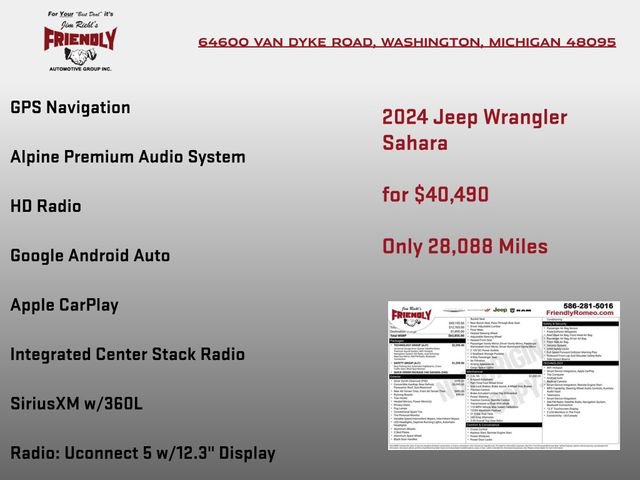 Used 2024 Jeep Wrangler Sahara w/ Technology Group image 6
