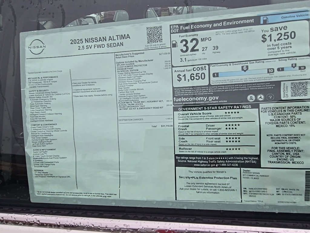 New 2025 Nissan Altima 2.5 SV image 32