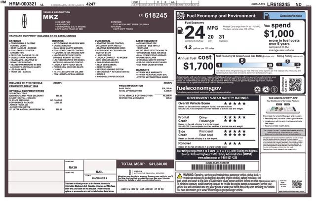 Used 2020 Lincoln MKZ w/ Convenience Package FWD image 23