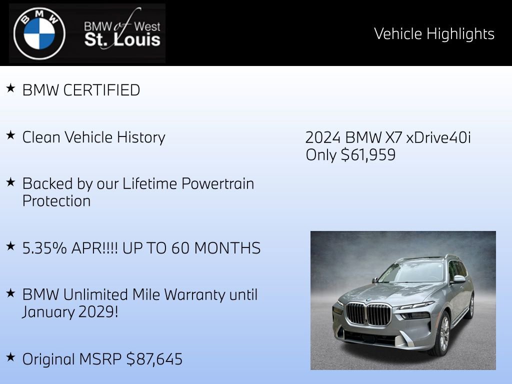 Certified 2024 BMW X7 xDrive40i w/ Premium Package image 8