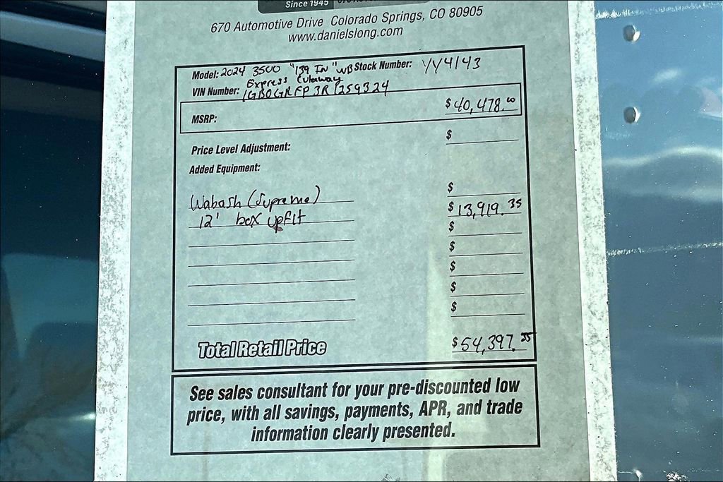 New 2024 Chevrolet Express 3500 w/ Power Convenience Package image 14