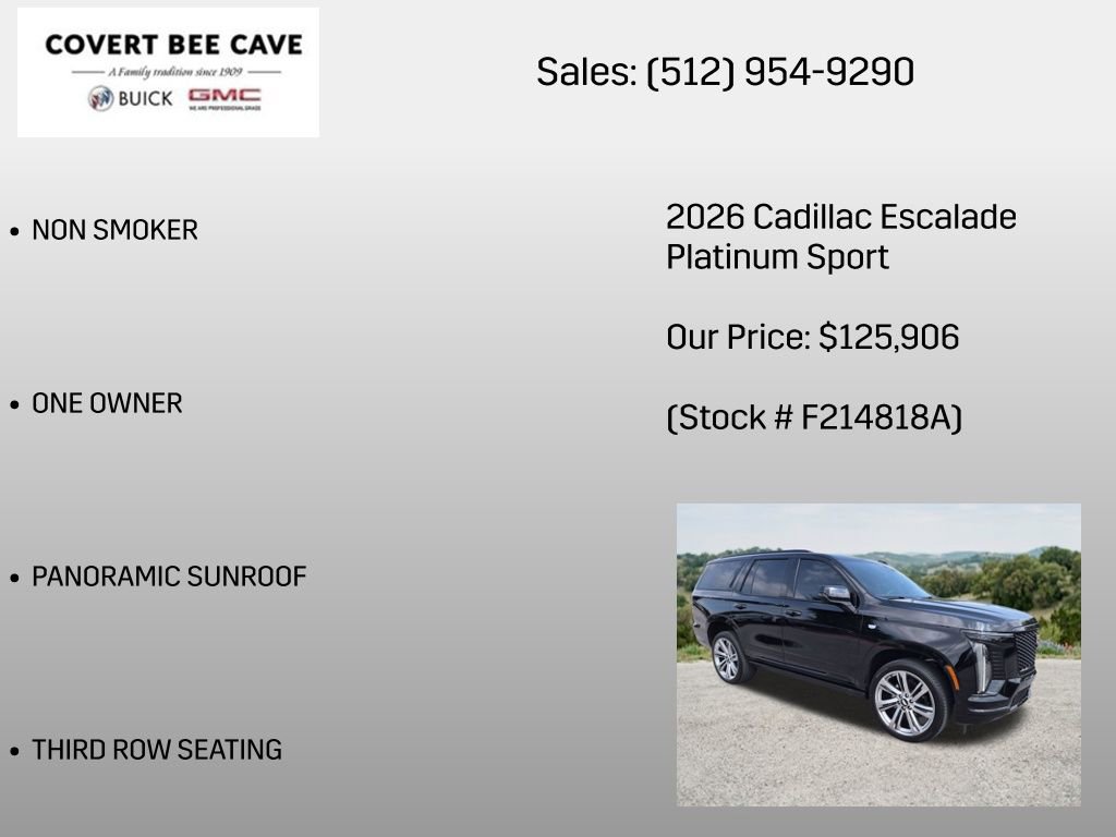 Certified 2026 Cadillac Escalade Platinum Sport w/ LPO, Floor Liner Package AWD/4WD image 12