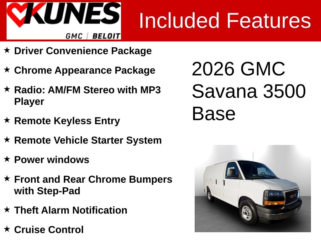 New 2026 GMC Savana 3500 w/ Driver Convenience Package RWD image 2