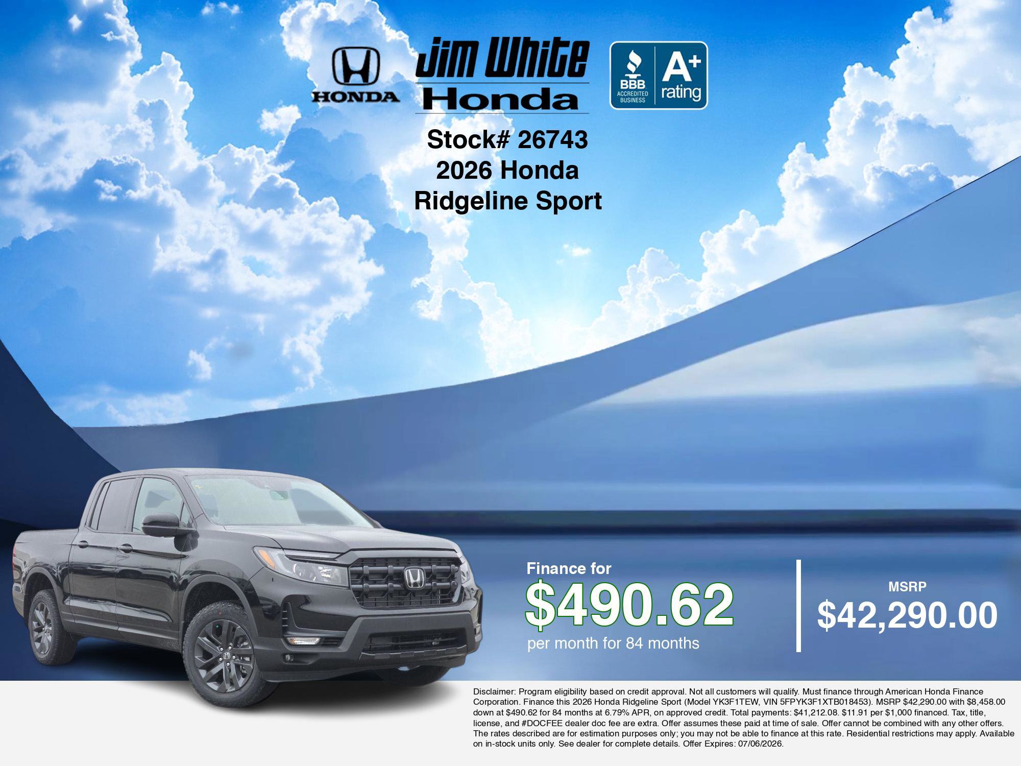 New 2026 Honda Ridgeline Sport image 7