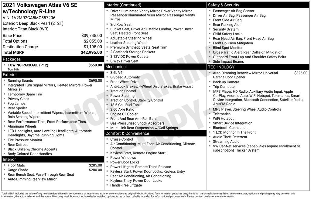Used 2021 Volkswagen Atlas SE w/ Towing Package FWD image 5