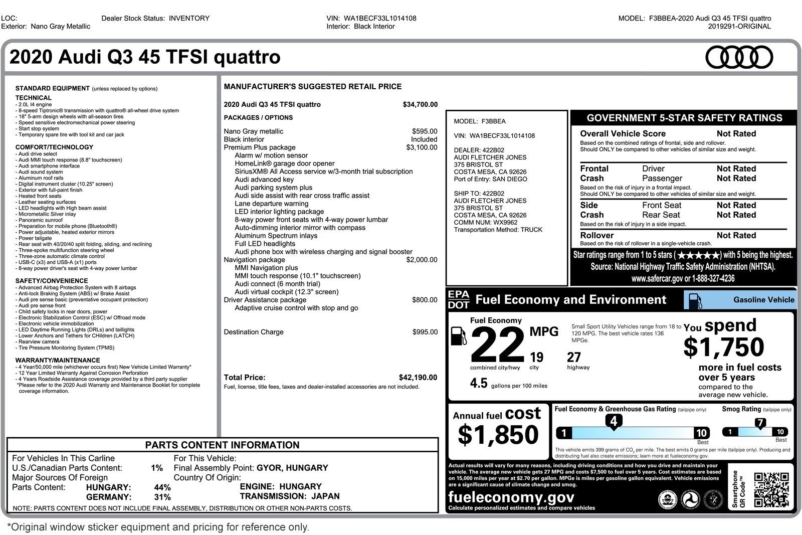 Used 2020 Audi Q3 2.0T Premium Plus w/ Premium Plus Package image 2