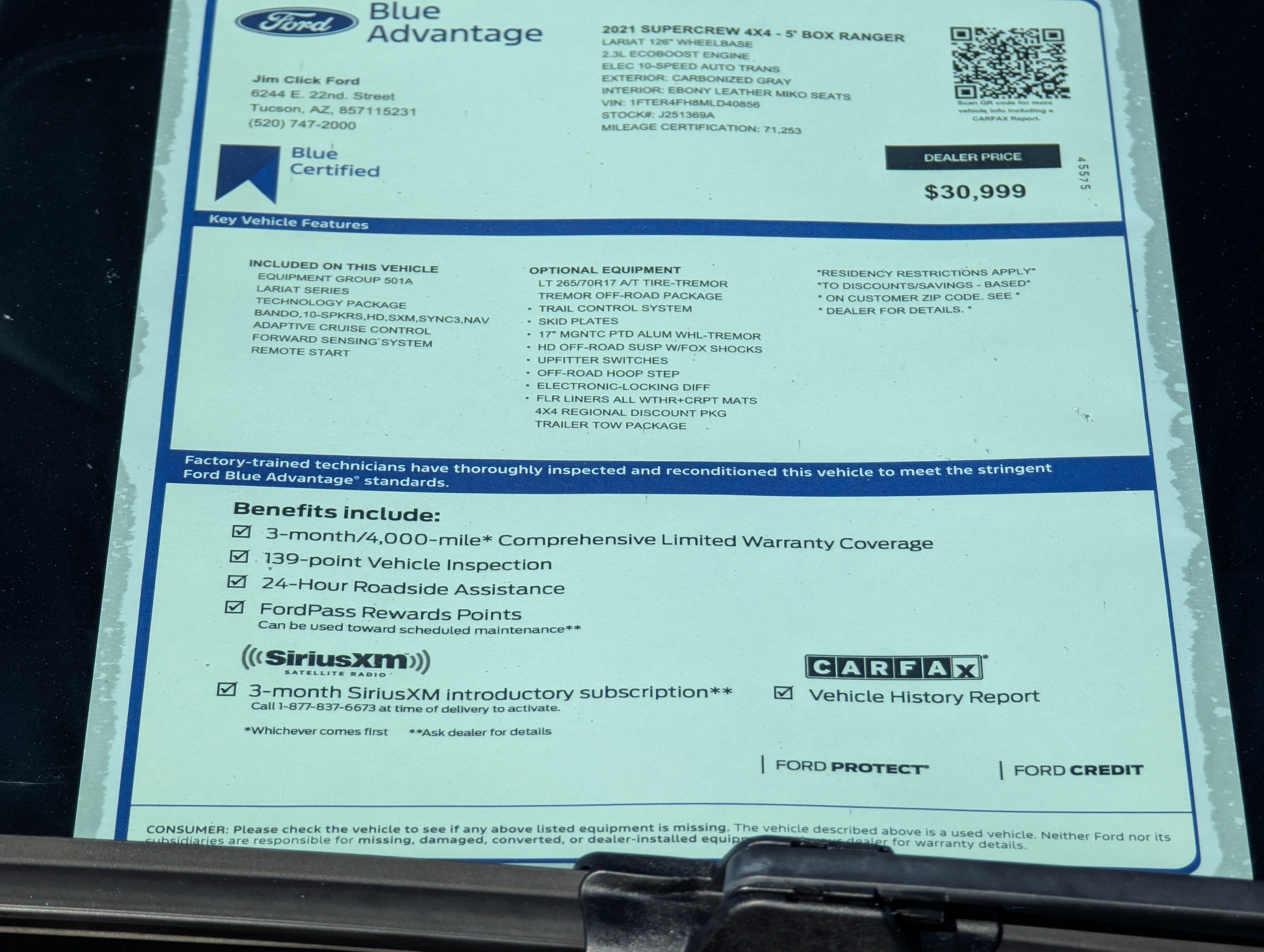 Certified 2021 Ford Ranger Lariat w/ Tremor Off-Road Package image 14