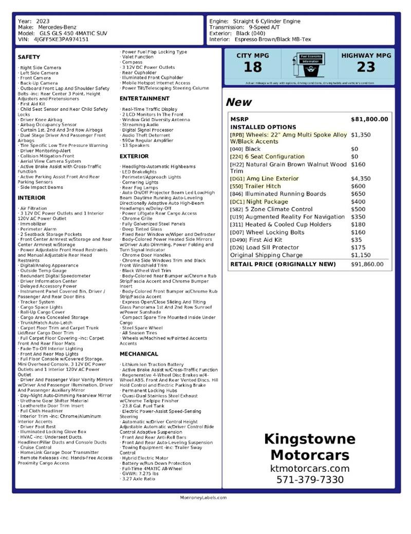 Used 2023 Mercedes-Benz GLS 450 4MATIC w/ AMG Line Exterior image 54