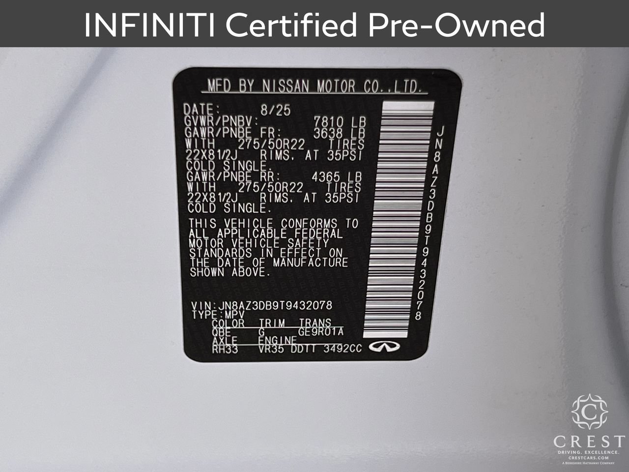 Certified 2026 INFINITI QX80 4WD w/ Sport Exterior Package image 33
