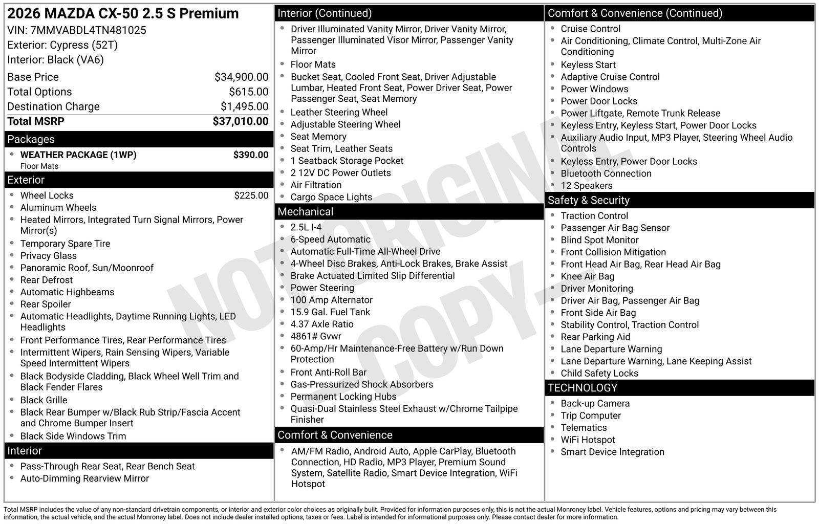 New 2026 MAZDA CX-50 AWD 2.5 S w/ Weather Package image 22