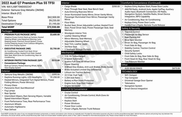 Used 2022 Audi Q7 3.0T Premium Plus w/ Premium Plus Package image 2