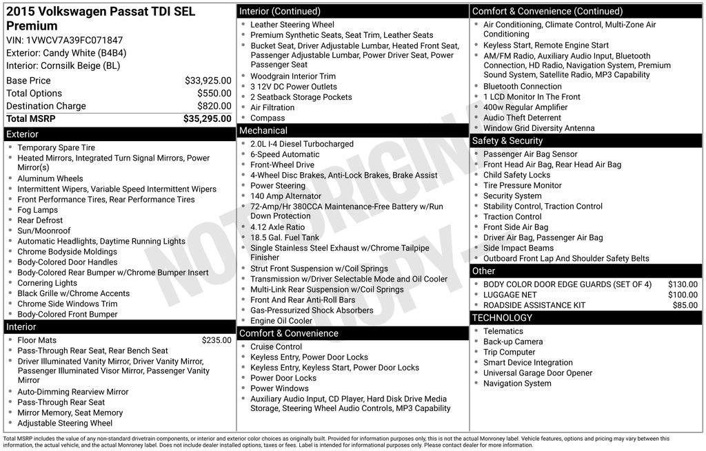Used 2015 Volkswagen Passat TDI SEL Premium image 19