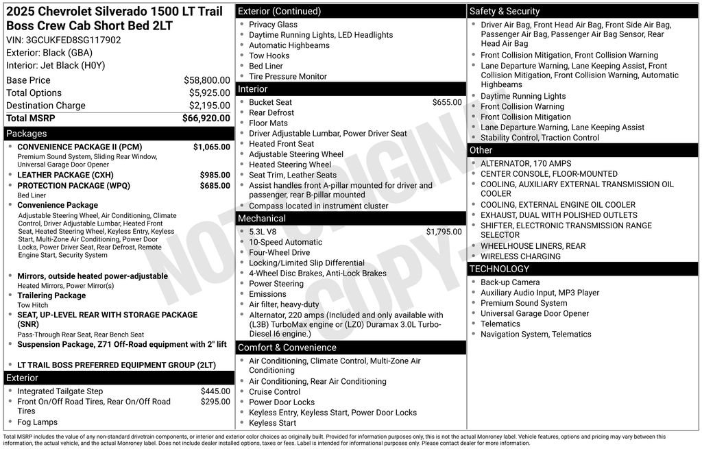 Used 2025 Chevrolet Silverado 1500 LT Trail Boss w/ Convenience Package II AWD/4WD image 2