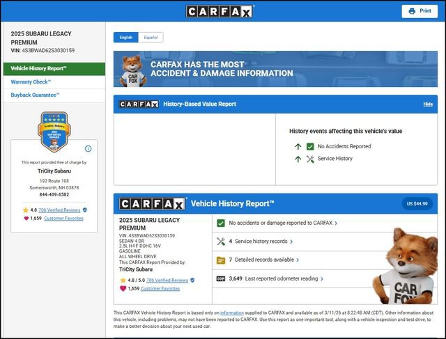 Used 2025 Subaru Legacy Premium image 10
