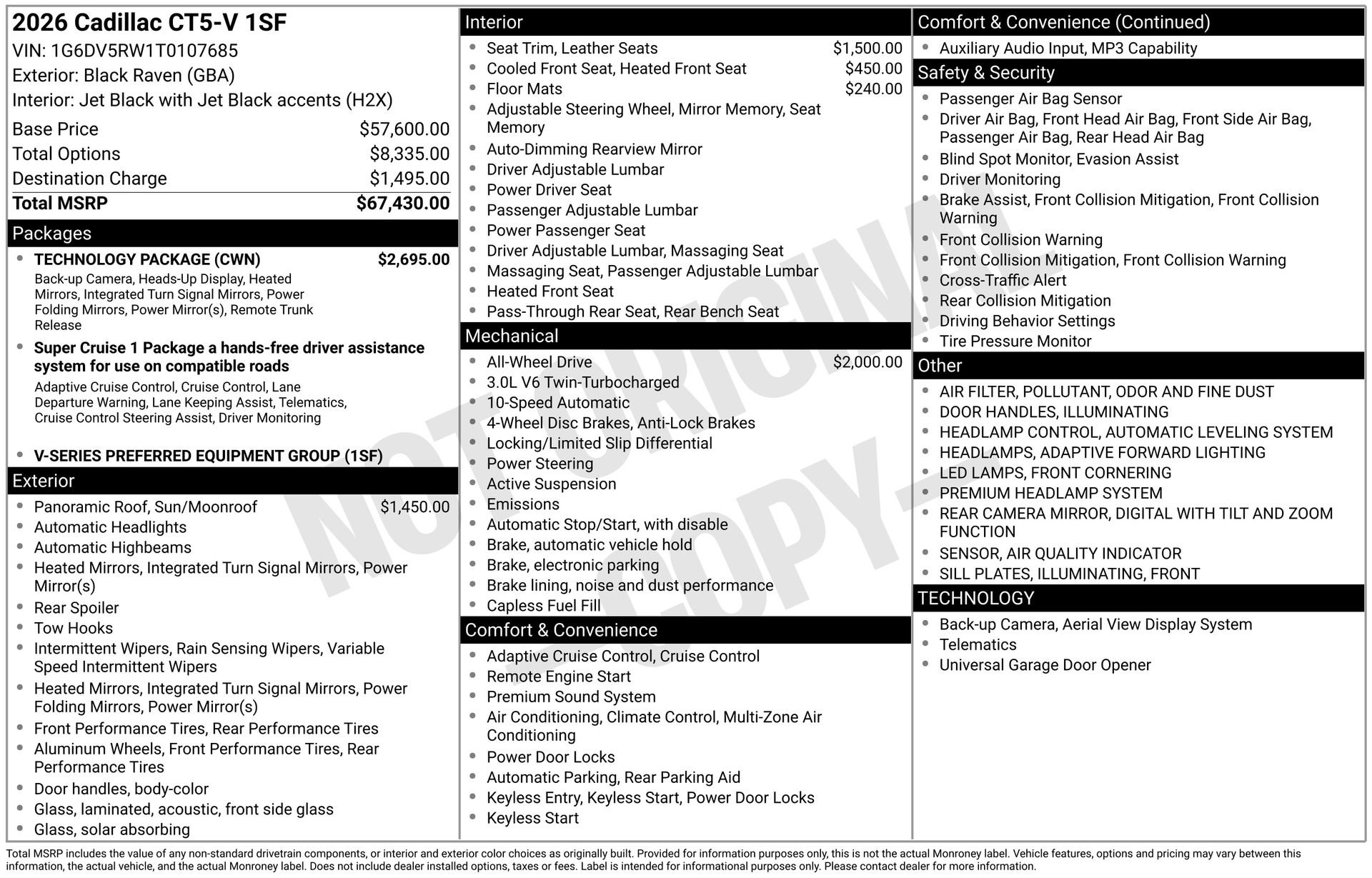 New 2026 Cadillac CT5 V w/ Technology Package