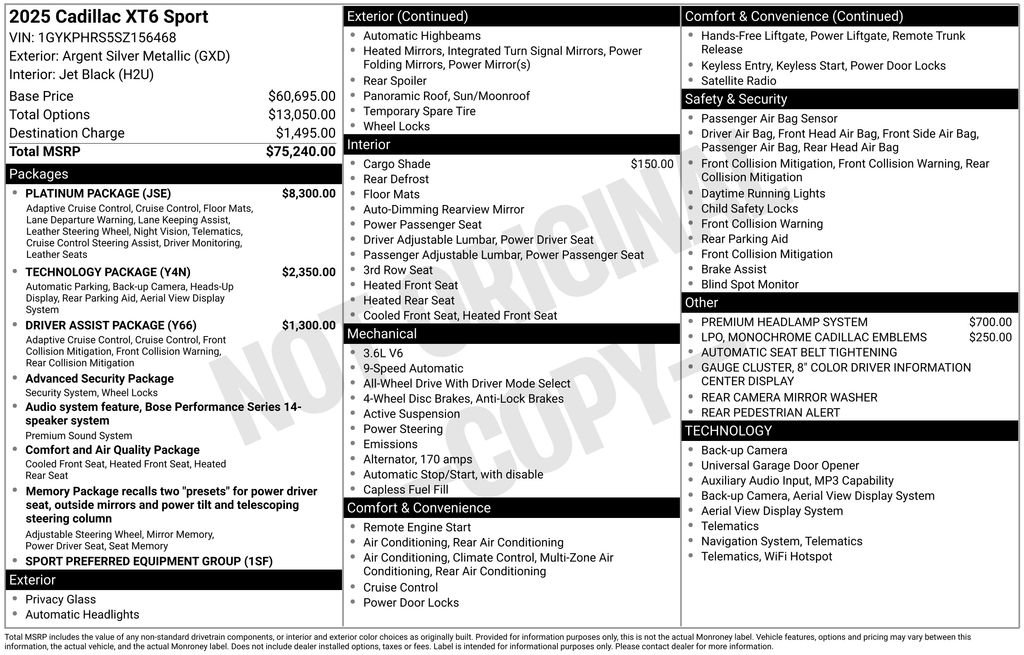 Certified 2025 Cadillac XT6 Sport w/ Platinum Package AWD/4WD image 10