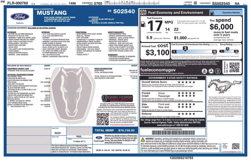 New 2025 Ford Mustang Dark Horse RWD image 3