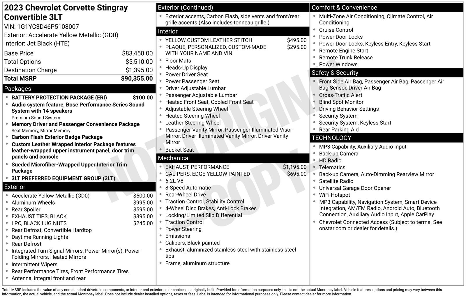 Used 2023 Chevrolet Corvette Stingray Premium Conv w/ Battery Protection Package RWD image 35