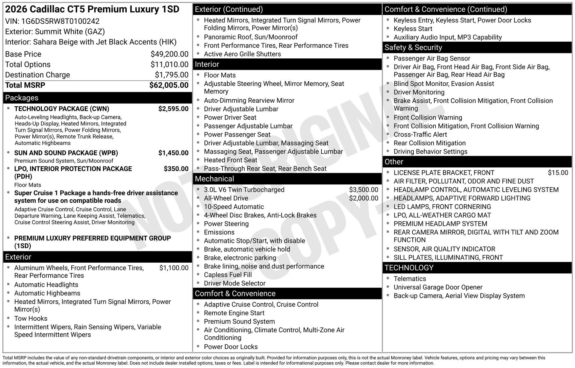 Certified 2026 Cadillac CT5 Premium Luxury w/ Technology Package image 45
