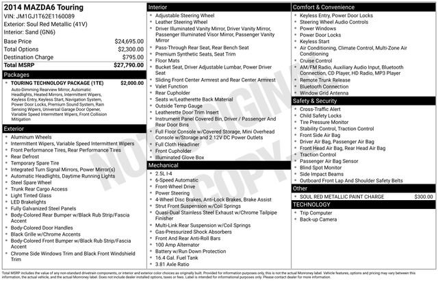 Used 2014 MAZDA MAZDA6 Touring w/ Touring Technology Package image 21