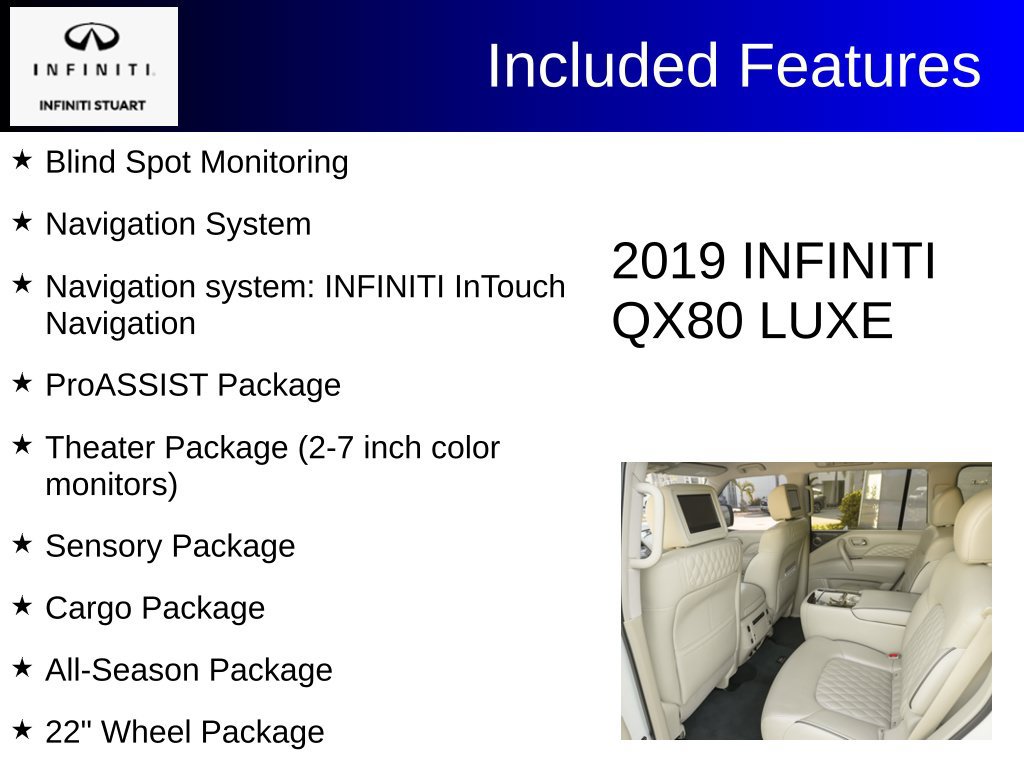 Used 2019 INFINITI QX80 Luxe w/ 22" Wheel Package RWD image 7
