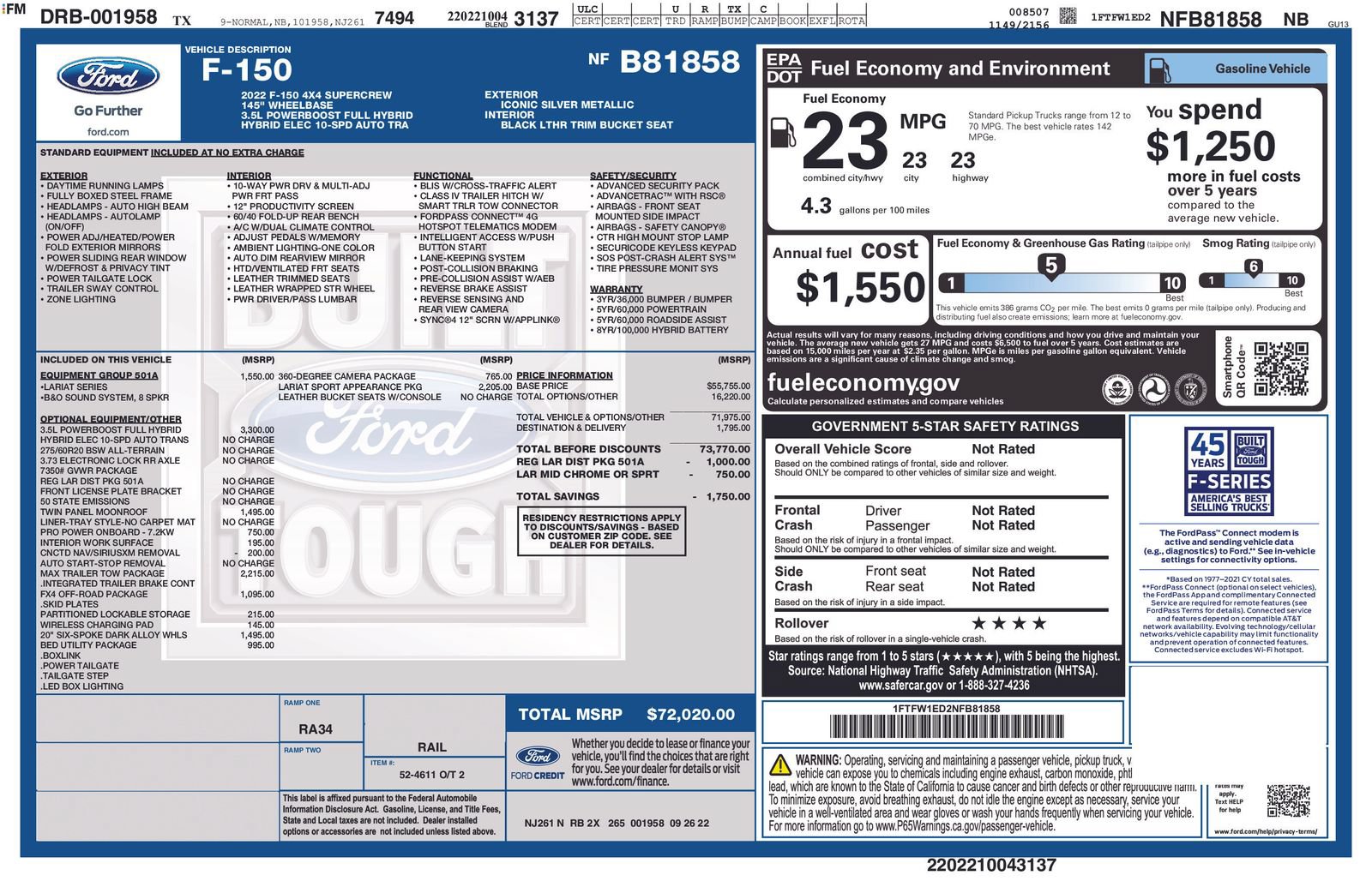 Used 2022 Ford F150 Lariat w/ Max Trailer Tow Package AWD/4WD image 32