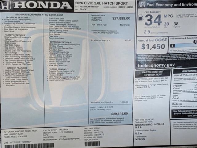 New 2026 Honda Civic Sport image 16