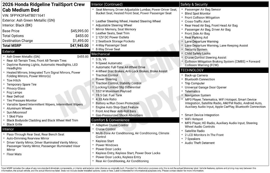 Used 2026 Honda Ridgeline TrailSport image 35