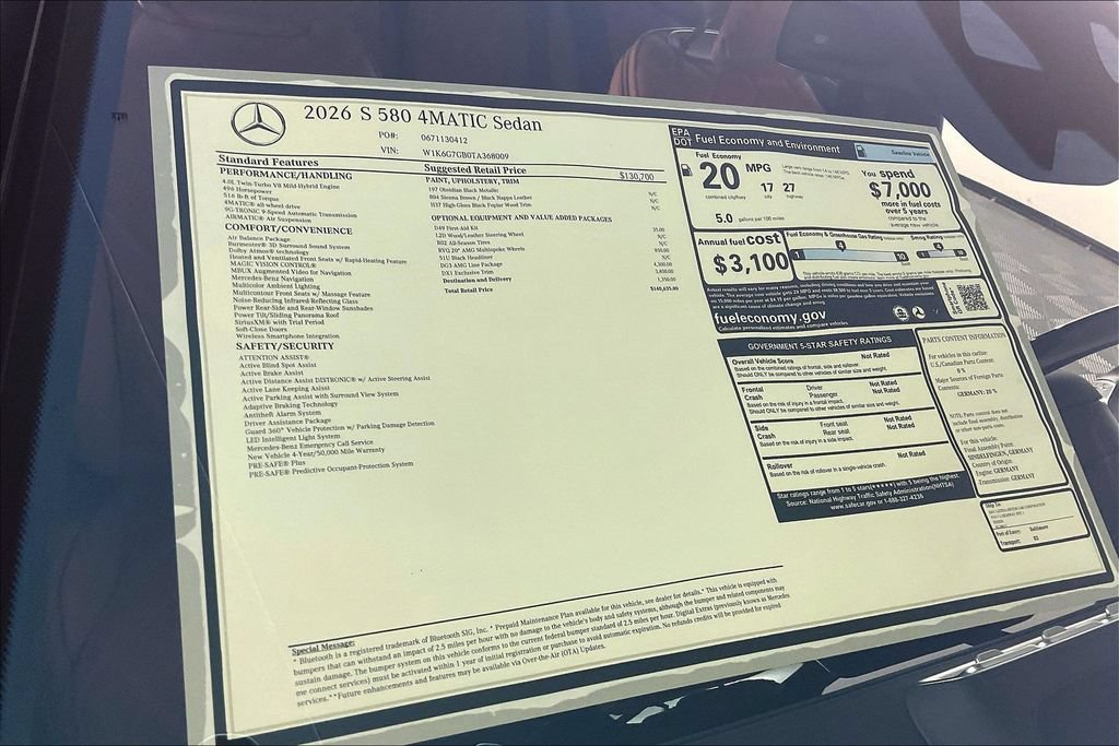 New 2026 Mercedes-Benz S 580 4MATIC Sedan image 13