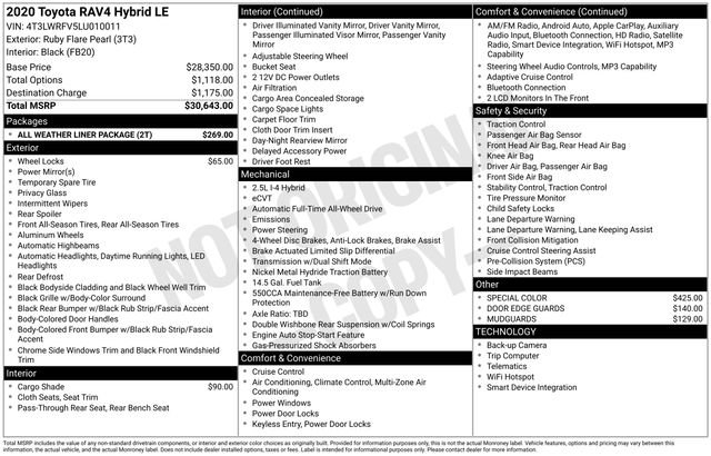 Used 2020 Toyota RAV4 LE w/ All Weather Liner Package AWD/4WD image 35