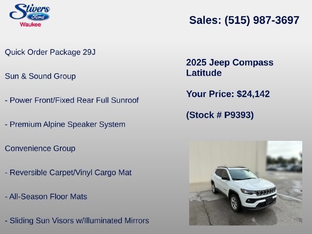 Used 2025 Jeep Compass Latitude w/ Sun & Sound Group AWD/4WD image 8