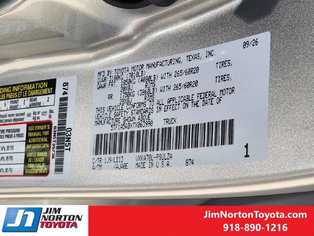 New 2026 Toyota Tundra Limited w/ Power Package RWD image 23