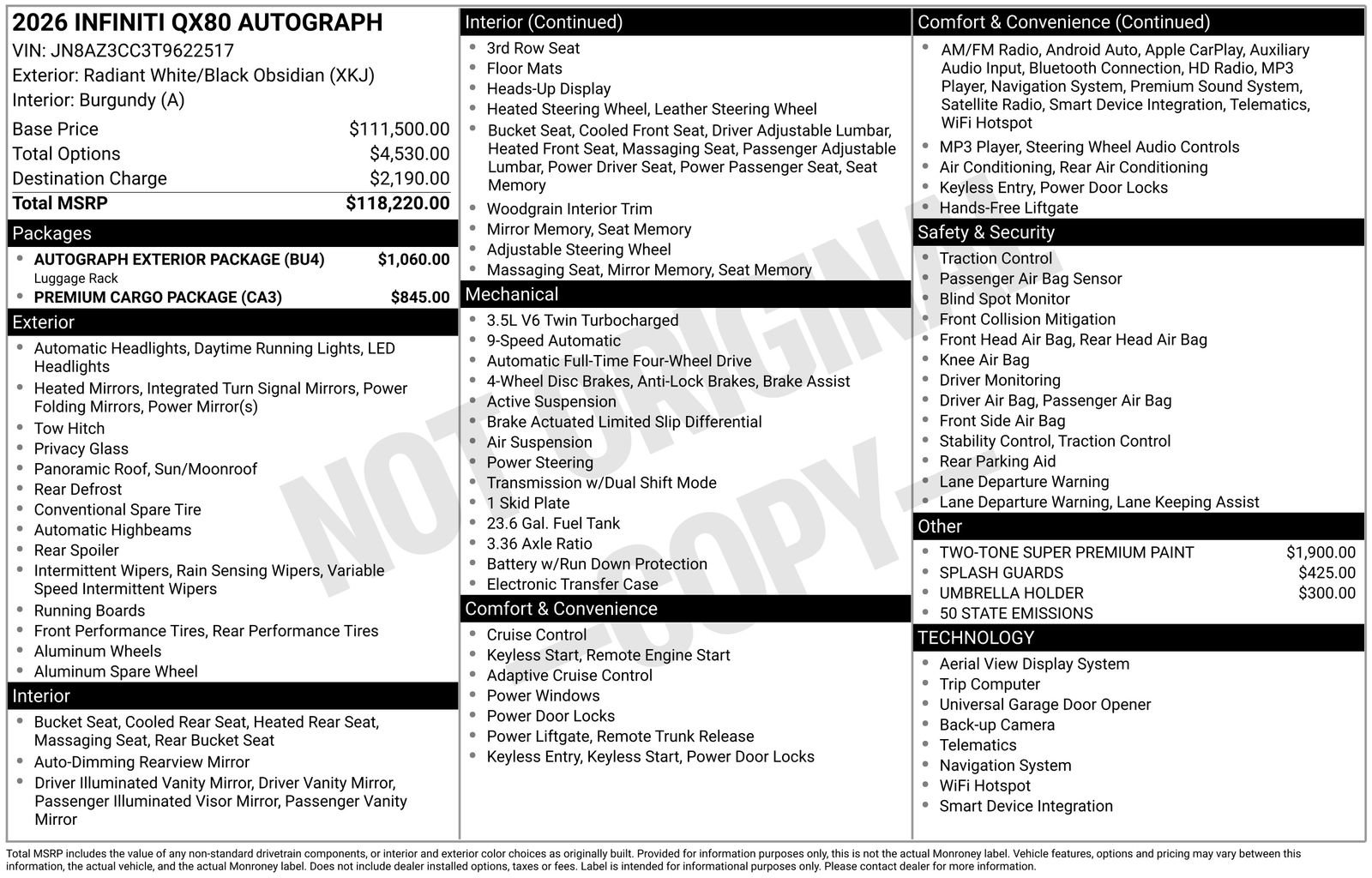 New 2026 INFINITI QX80 Autograph w/ Autograph Exterior Package image 10