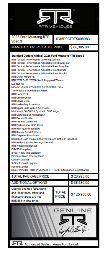 New 2026 Ford Mustang GT Premium w/ GT Performance Package RWD image 3