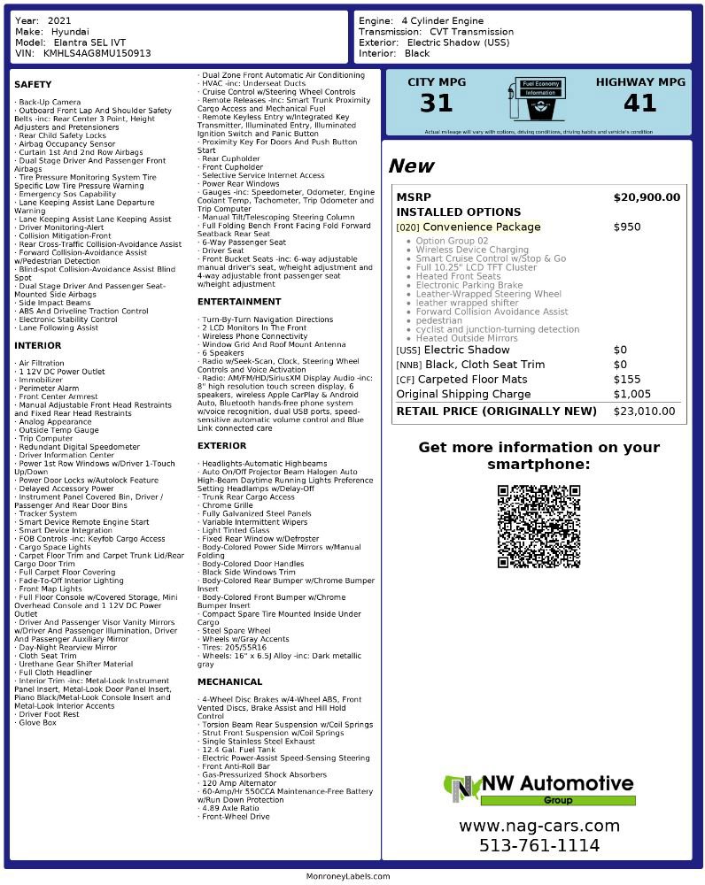 Used 2021 Hyundai Elantra SEL w/ Convenience Package image 2