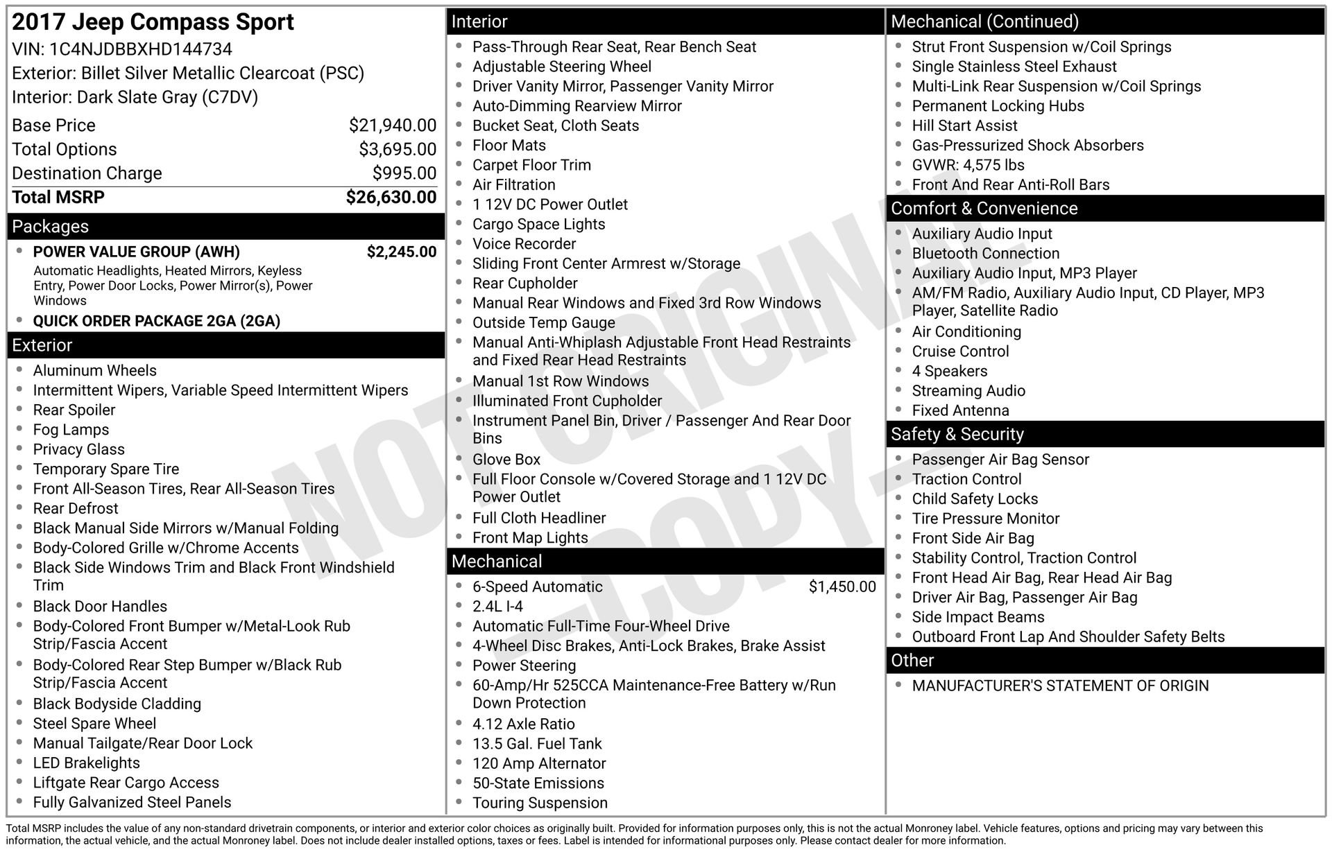 Used 2017 Jeep Compass Sport w/ Power Value Group image 3