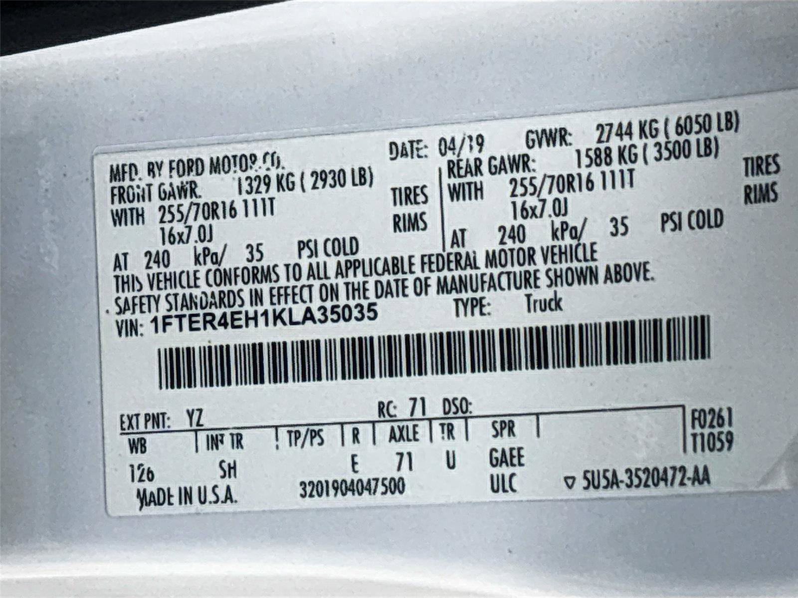 Used 2019 Ford Ranger XL w/ Equipment Group 101A Mid RWD image 32