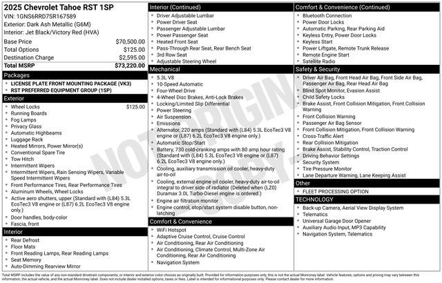 Used 2025 Chevrolet Tahoe RST AWD/4WD image 5