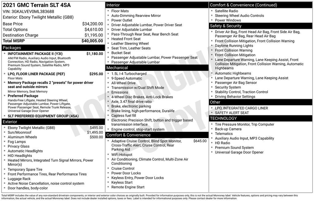 Used 2021 GMC Terrain SLT w/ Infotainment Package II AWD/4WD image 12